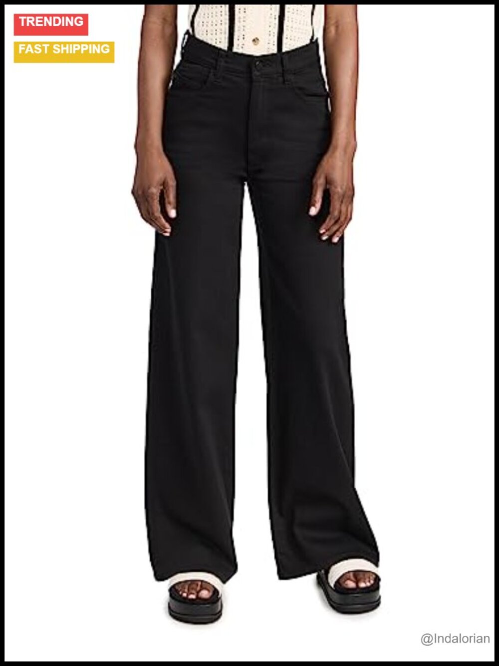 High Rise Wide Leg Coated Denim Jeans 5-Pocket Vintage Style